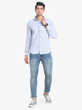 Men's Printed Light Blue Full Sleeve Casual Shirt