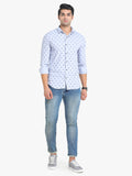 Men's Printed Light Blue Full Sleeve Casual Shirt