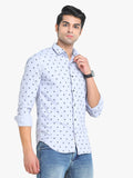 Men's Printed Light Blue Full Sleeve Casual Shirt