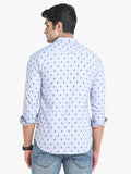 Men's Printed Light Blue Full Sleeve Casual Shirt