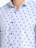 Men's Printed Light Blue Full Sleeve Casual Shirt