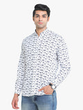 Men's Floral Printed White Full Sleeve Casual Shirt