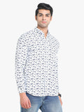 Men's Floral Printed White Full Sleeve Casual Shirt
