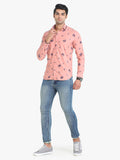 Men's Floral Printed Pink Full Sleeve Casual Shirt