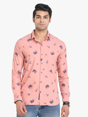 Men's Floral Printed Pink Full Sleeve Casual Shirt
