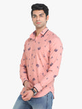 Men's Floral Printed Pink Full Sleeve Casual Shirt Seventy7