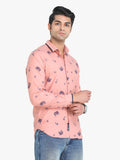 Men's Floral Printed Pink Full Sleeve Casual Shirt