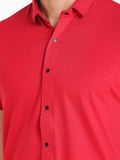 Men's Solid Red Short Sleeve Casual Shirt