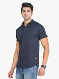 Men's Solid Navy Short Sleeve Casual Shirt