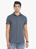 Men's Solid Grey Short Sleeve Casual Shirt