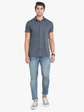 Men's Solid Grey Short Sleeve Casual Shirt