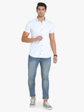 Men's Solid White Short Sleeve Casual Shirt