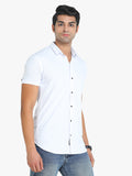 Men's Solid White Short Sleeve Casual Shirt Seventy7