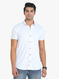 Men's Solid White Short Sleeve Casual Shirt