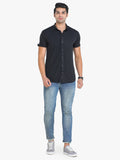 Men's Solid Black Short Sleeve Casual Shirt