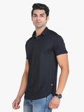 Men's Solid Black Short Sleeve Casual Shirt