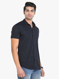 Men's Solid Black Short Sleeve Casual Shirt