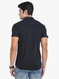 Men's Solid Black Short Sleeve Casual Shirt Seventy7