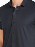 Men's Solid Black Short Sleeve Casual Shirt