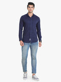 Men's Solid Navy Full Sleeve Casual Shirt