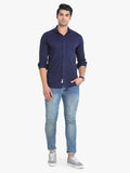 Men's Solid Navy Full Sleeve Casual Shirt
