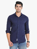 Men's Solid Navy Full Sleeve Casual Shirt