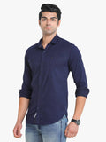 Men's Solid Navy Full Sleeve Casual Shirt