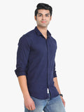 Men's Solid Navy Full Sleeve Casual Shirt
