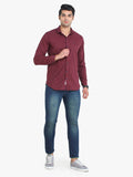 Men's Solid Maroon Full Sleeve Casual Shirt