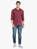 Men's Solid Maroon Full Sleeve Casual Shirt Seventy7