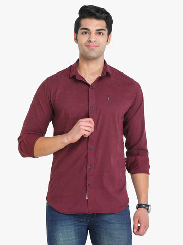Men's Solid Maroon Full Sleeve Casual Shirt