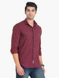 Men's Solid Maroon Full Sleeve Casual Shirt