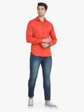 Men's Solid Orange Full Sleeve Casual Shirt