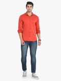Men's Solid Orange Full Sleeve Casual Shirt