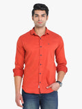 Men's Solid Orange Full Sleeve Casual Shirt