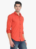 Men's Solid Orange Full Sleeve Casual Shirt