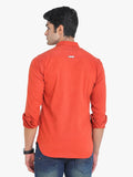Men's Solid Orange Full Sleeve Casual Shirt