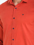 Men's Solid Orange Full Sleeve Casual Shirt