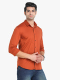 Men's Solid Tan Full Sleeve Casual Shirt Seventy7
