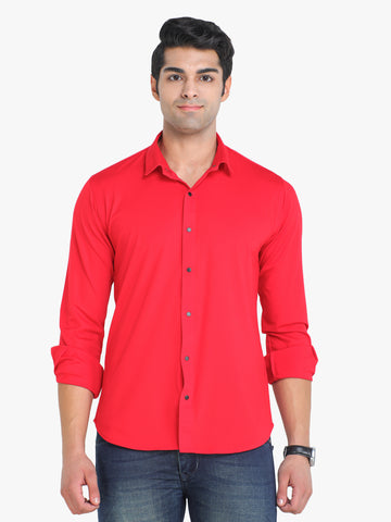 COLVYNHARRIS JEANS Solid Red Full Sleeve Men's Casual Shirt