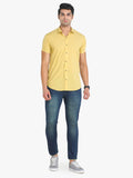 Men's Solid Yellow Short Sleeve Casual Shirt