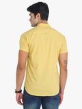 Men's Solid Yellow Short Sleeve Casual Shirt