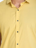 Men's Solid Yellow Short Sleeve Casual Shirt