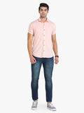COLVYNHARRIS JEANS Solid Pink Short Sleeve Casual Shirt