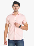 Men's Solid Pink Short Sleeve Casual Shirt colvynharris