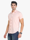 Men's Solid Pink Short Sleeve Casual Shirt colvynharris