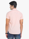 Men's Solid Pink Short Sleeve Casual Shirt
