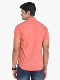 Men's Solid Peach Short Sleeve Casual Shirt colvynharris