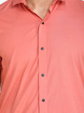 Men's Solid Peach Short Sleeve Casual Shirt