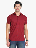 Men's Solid Maroon Short Sleeve Casual Shirt